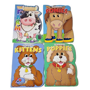 Lot Of 4 Moving Eye Books Puppies, Kittens, Ponies, and The Farm